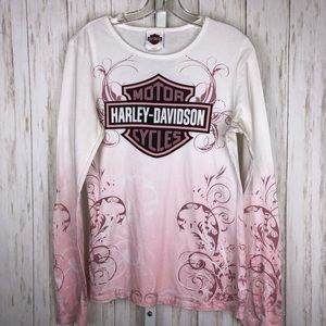 Harley-Davidson Pink Logo Long Sleeve Shirt S